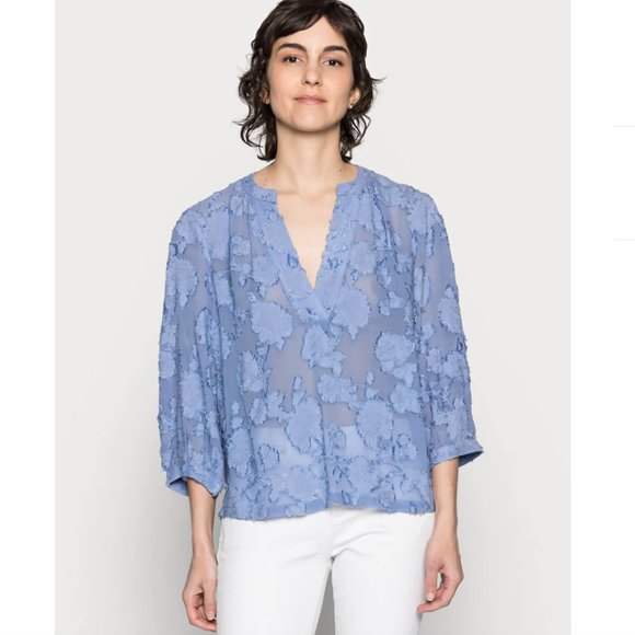 Part Two Tops - Part Two blue floral Heidrun blouse